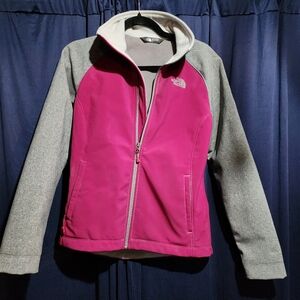 The North Face Windbreaker Jacket Womens Small Pink Grey Soft Shell Windwall